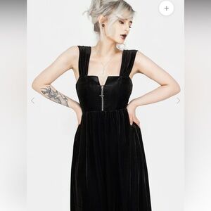 Disturbia Black Heartless Zip Front Midi Dress size 14